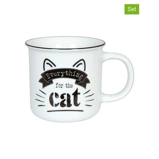 Könitz Kubki jumbo (2 szt.) &quot;for the Cat&quot; w kolorze biało-czarnym - 380 ml ze sklepu Limango Polska w kategorii Dzbanki i zaparzacze - zdjęcie 179406533