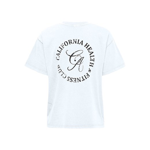 ONLY bluzka damska biała z krótkim rękawem z napisem z okrągłym dekoltem 