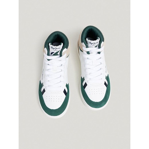 Pepe Jeans FOOTWEAR Skórzane sneakersy w kolorze biało-zielonym 36 okazyjna cena Limango Polska