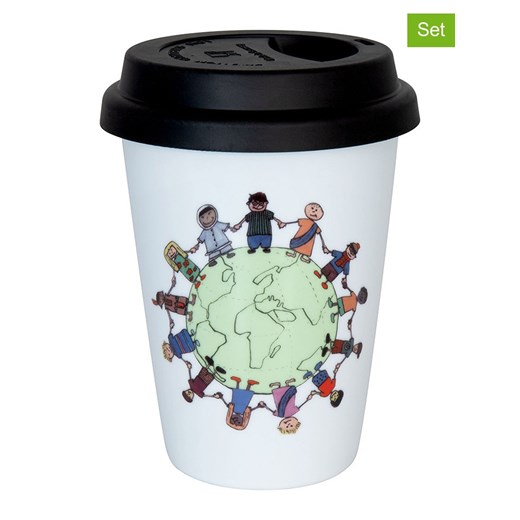 Könitz Kubki To-Go (2 szt.) &quot;Eco - It&apos;s Our Earth&quot; w kolorze biało-czarnym - 380 ml ze sklepu Limango Polska w kategorii Kubki - zdjęcie 179407780