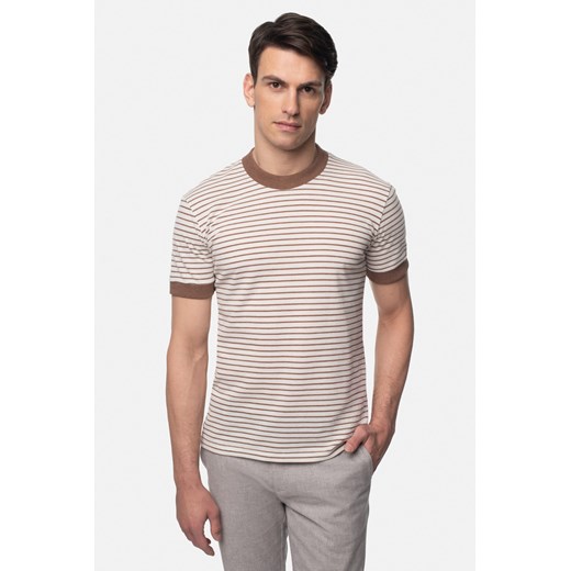 T SHIRT DEGLIN BEŻOWY Z BAWEŁNĄ ze sklepu Recman w kategorii T-shirty męskie - zdjęcie 179408270