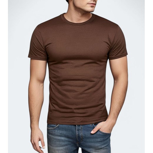 T-shirt premium bawełniany brązowy Recea ze sklepu Recea.pl w kategorii T-shirty męskie - zdjęcie 179408523