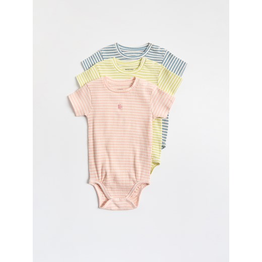 Reserved - Prążkowane body 3 pack - złamana biel ze sklepu Reserved w kategorii Odzież dla niemowląt - zdjęcie 179417411