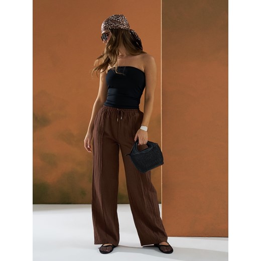 Sinsay - Spodnie z domieszką lnu - brązowy Sinsay M Sinsay