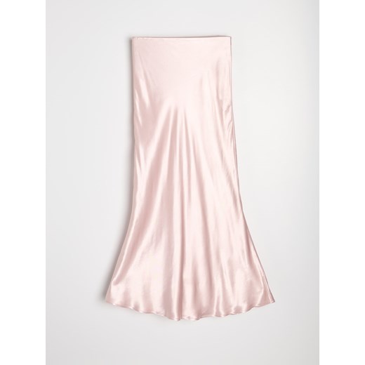 Sinsay - Gładka wiskozowa spódnica o satynowym wykończeniu - różowy Sinsay L Sinsay