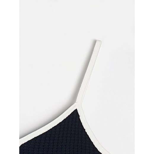 Sinsay - Swetrowy crop top z bawełną - granatowy Sinsay S Sinsay