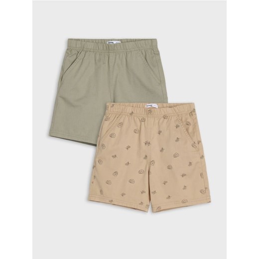 Sinsay - Bawełniane szorty 2 pack - beżowy ze sklepu Sinsay w kategorii Spodenki chłopięce - zdjęcie 179419792
