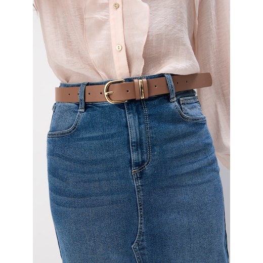 Mohito - Brązowy pasek z klamrą - beżowy ze sklepu Mohito w kategorii Paski damskie - zdjęcie 179421351