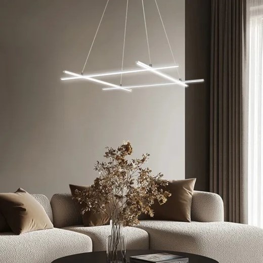 Srebrna nowoczesna lampa wisząca na linkach - M121-Fogo Lumes One Size Edinos.pl