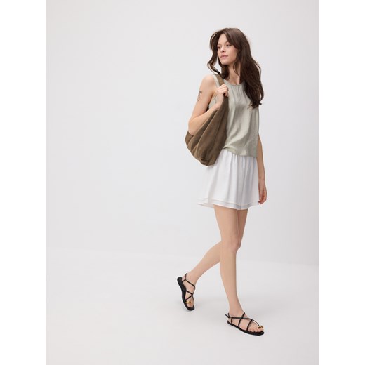 Reserved - Szorty z lnem i wiskozą - biały Reserved XL Reserved