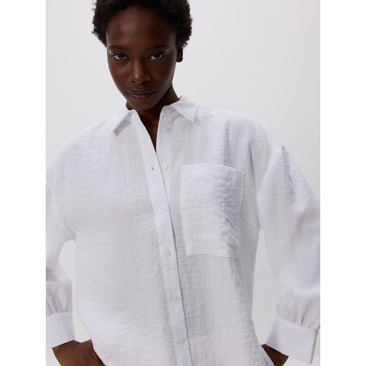 Reserved - Koszula z efektem gniecenia - biały Reserved S Reserved