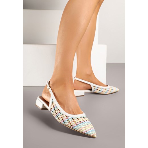 Białe Szydełkowe Sandały Slingback Odirissea ze sklepu renee.pl w kategorii Czółenka - zdjęcie 179427134