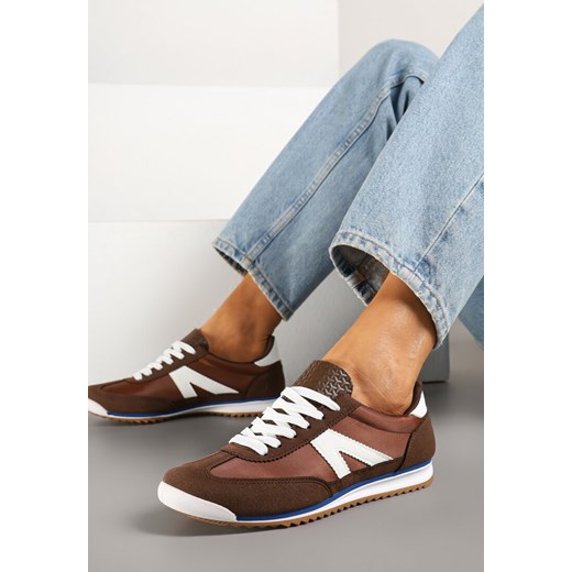 Brązowe Sneakersy z Geometrycznym Wzorem Zoloti ze sklepu renee.pl w kategorii Buty sportowe damskie - zdjęcie 179427224