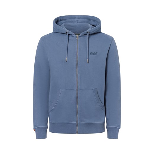 Superdry Męski sweter z kapturem Mężczyźni Bawełna petrol jednolity ze sklepu vangraaf w kategorii Bluzy męskie - zdjęcie 179429781