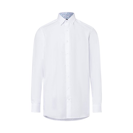 Finshley & Harding Męska koszula biznesowa - Easy Care Mężczyźni Modern Fit Bawełna biały jednolity ze sklepu vangraaf w kategorii Koszule męskie - zdjęcie 179429790