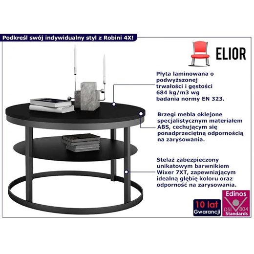 Czarny stolik kawowy w stylu industrialnym Zolico 6X Elior One Size Edinos.pl