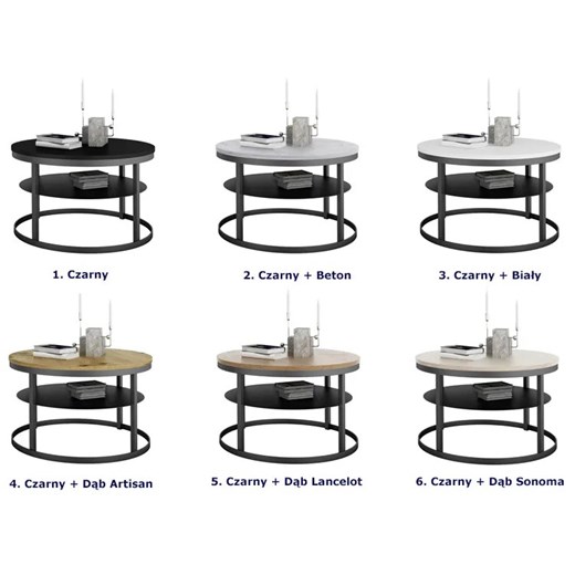 Czarny stolik kawowy w stylu industrialnym Zolico 6X Elior One Size Edinos.pl