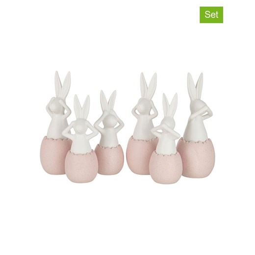 J Line Figurki dekoracyjne (2 szt.) w kolorze różowo-białym - wys. 30 x Ø 11 cm ze sklepu Limango Polska w kategorii Dekoracje - zdjęcie 179431362