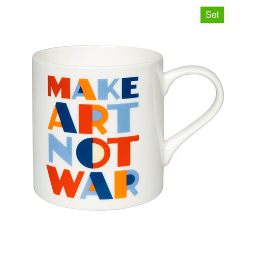 Könitz Kubki (2 szt.) &quot;Make Art Not War&quot; w kolorze białym ze wzorem - 385 ml ze sklepu Limango Polska w kategorii Kubki - zdjęcie 179431562