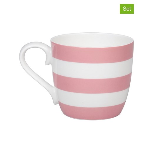 Könitz Kubki jumbo (2 szt.) &quot;Stripes&quot; w kolorze biało-jasnoróżowym - 425 ml ze sklepu Limango Polska w kategorii Kubki - zdjęcie 179431584