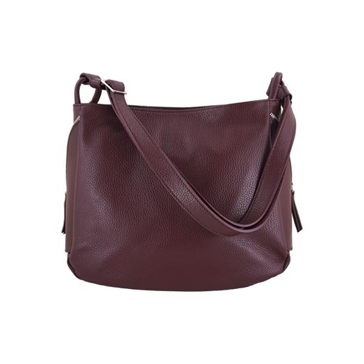 Torebka skórzana worek damska - Bordowa ze sklepu Barberinis w kategorii Torby Shopper bag - zdjęcie 179434393
