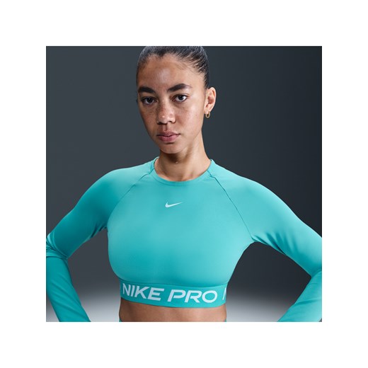 Damska koszulka o skróconym kroju z długim rękawem Dri-FIT Nike Pro - Zieleń Nike XXL (EU 52-54) Nike poland