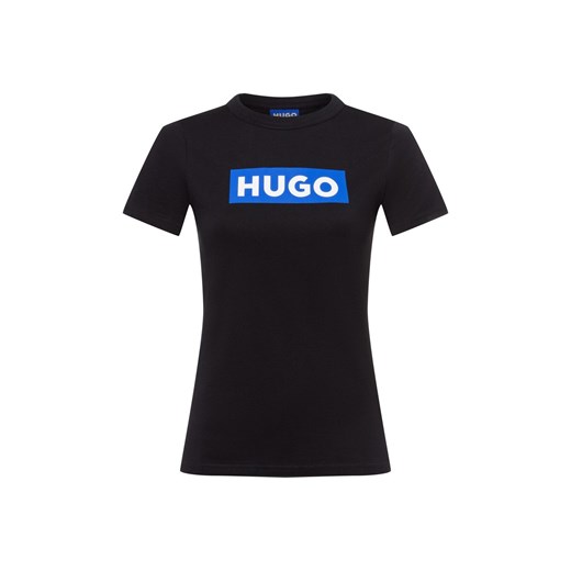 HUGO BLUE Koszulka damska - Classic Tee_B Kobiety Bawełna czarny jednolity ze sklepu vangraaf w kategorii Bluzki damskie - zdjęcie 179439081