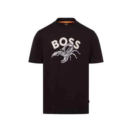 BOSS Orange Koszulka męska - Te_Bossfish Mężczyźni Bawełna czarny jednolity ze sklepu vangraaf w kategorii T-shirty męskie - zdjęcie 179439112
