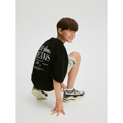 Reserved - Bawełniany t-shirt z nadrukiem - czarny ze sklepu Reserved w kategorii T-shirty chłopięce - zdjęcie 179439470