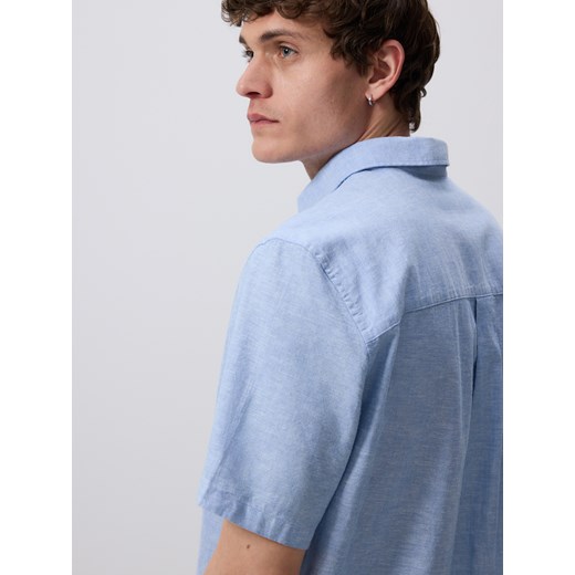 Reserved - Koszula regular z lnem - jasnoniebieski Reserved XL Reserved