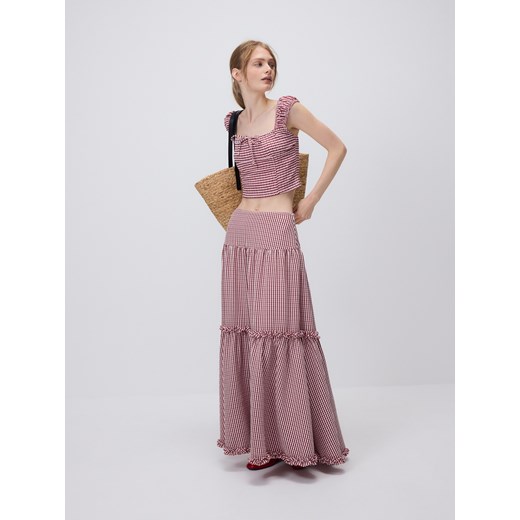 Reserved - Bluzka w kratę vichy - bordowy Reserved XL Reserved