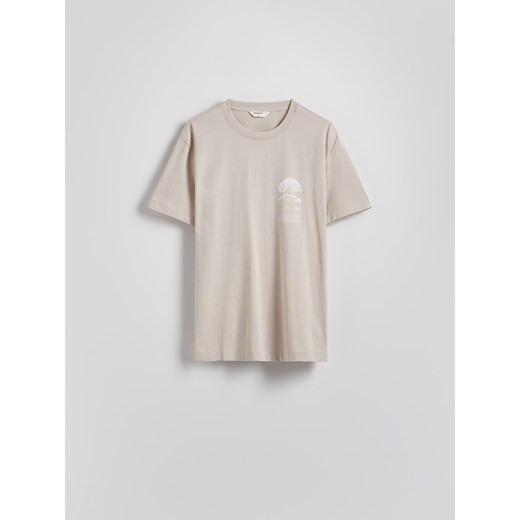 Reserved - T-shirt comfort z nadrukiem - beżowy ze sklepu Reserved w kategorii T-shirty męskie - zdjęcie 179440244