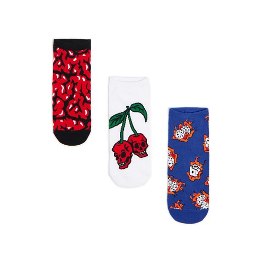 Cropp - 3 pack skarpetek stopek z wyrazistymi nadrukami - wielobarwny ze sklepu Cropp w kategorii Skarpetki męskie - zdjęcie 179443614