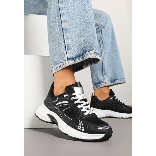 Czarne Streetwearowe Sneakersy ze Wstawkami z Siateczki Deylisse ze sklepu renee.pl w kategorii Buty sportowe damskie - zdjęcie 179443704