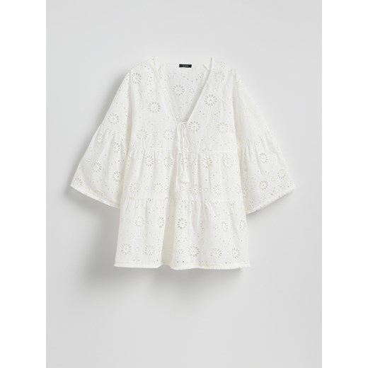 Reserved - Ażurowa narzutka plażowa - złamana biel Reserved L/XL Reserved