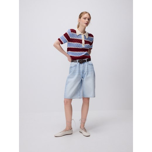 Reserved - Dzianinowa bluzka polo - wielobarwny Reserved L Reserved