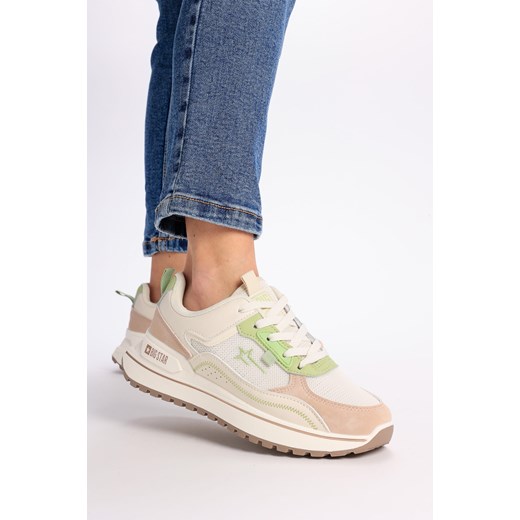 Sneakersy damskie półbuty Big Star NN274A091 beżowe z zielonym ze sklepu butyolivier w kategorii Półbuty damskie - zdjęcie 179453531