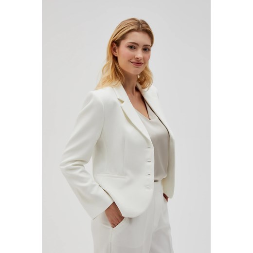 Krótka marynarka zapinana na guziki biała L Moodo.pl