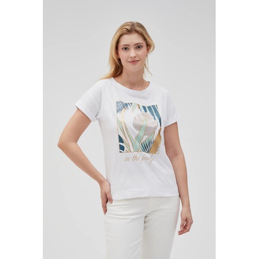 T-shirt z nadrukiem biały ze sklepu Moodo.pl w kategorii Bluzki damskie - zdjęcie 179453603