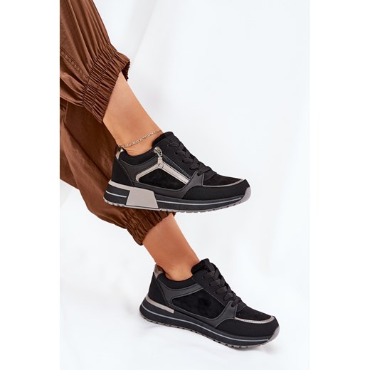 Boto Buty Sportowe Damskie Z Suwakiem Na Platformie Czarne Larys Boto 41 ButyModne.pl