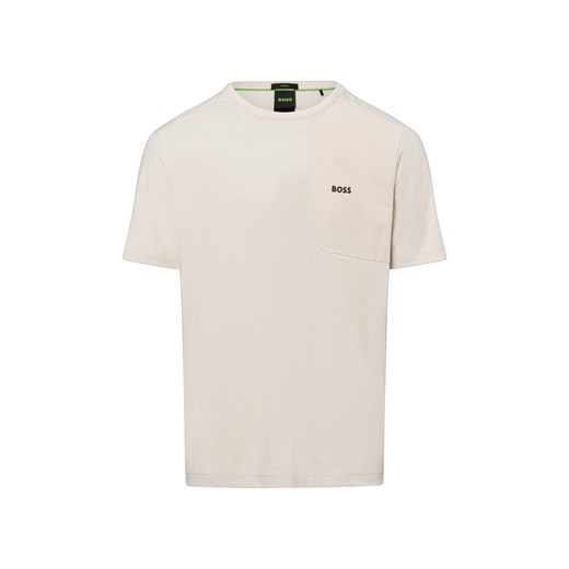 BOSS Green Koszulka męska - Tee PKT Glamping Mężczyźni Bawełna beżowy jednolity ze sklepu vangraaf w kategorii T-shirty męskie - zdjęcie 179460203