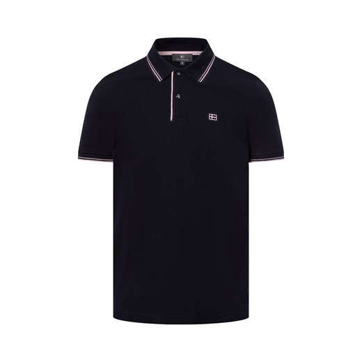 Nils Sundström Męska koszulka polo Mężczyźni Bawełna granatowy jednolity ze sklepu vangraaf w kategorii T-shirty męskie - zdjęcie 179460231