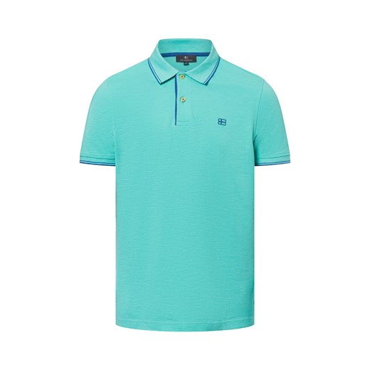 Nils Sundström Męska koszulka polo Mężczyźni Bawełna turkusowy jednolity ze sklepu vangraaf w kategorii T-shirty męskie - zdjęcie 179460232