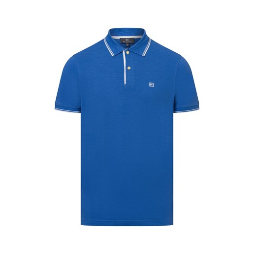 Nils Sundström Męska koszulka polo Mężczyźni Bawełna niebieski jednolity ze sklepu vangraaf w kategorii T-shirty męskie - zdjęcie 179460234