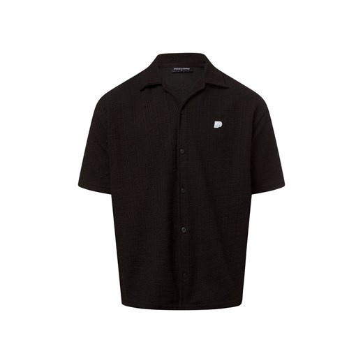 PEGADOR Męska koszula casual - Libco Mężczyźni Comfort Fit czarny jednolity ze sklepu vangraaf w kategorii Koszule męskie - zdjęcie 179460241