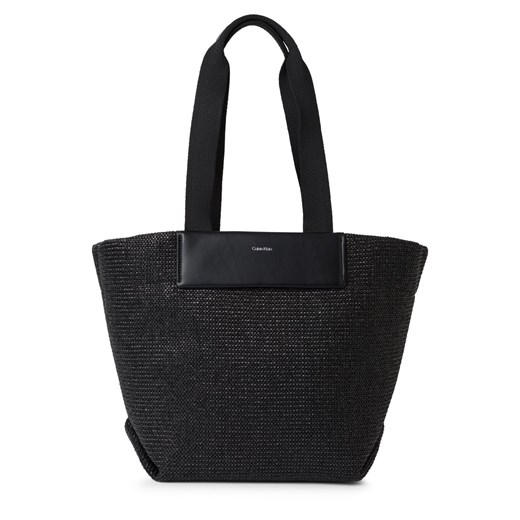 Calvin Klein Shopperka damska - średnia rafia Kobiety Sztuczne włókno czarny jednolity ze sklepu vangraaf w kategorii Torby Shopper bag - zdjęcie 179460271