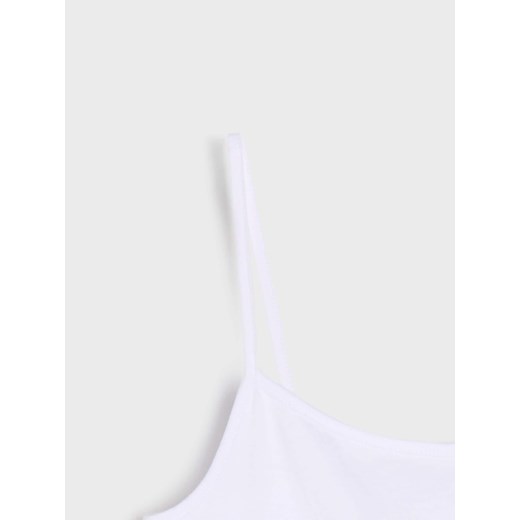 Bluzka damska biała Sinsay na lato z elastanu z okrągłym dekoltem 