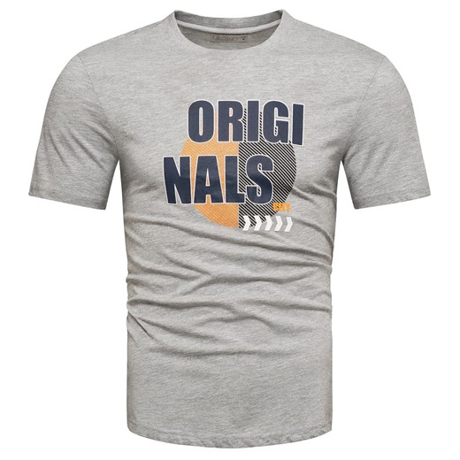 T-shirt męski szary bawełniany z printem Recea ze sklepu Recea.pl w kategorii T-shirty męskie - zdjęcie 179464143