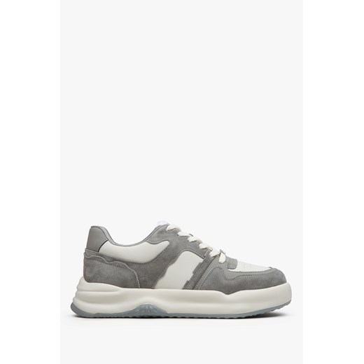 Estro: Szaro-białe sneakersy damskie ze skóry i zamszu Estro 39 promocyjna cena Estro