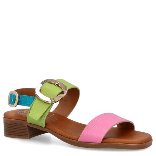 Eleganckie sandały ze skóry - OH! MY SANDALS 5609 KOLOROWE ze sklepu Tymoteo.pl - sklep obuwniczy w kategorii Sandały damskie - zdjęcie 179464313